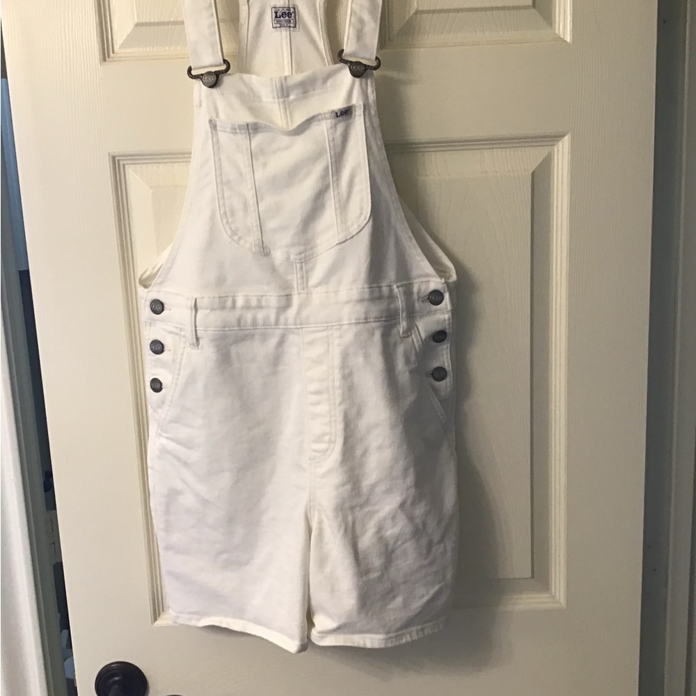 Lee Women's White Jean Shorts Overalls